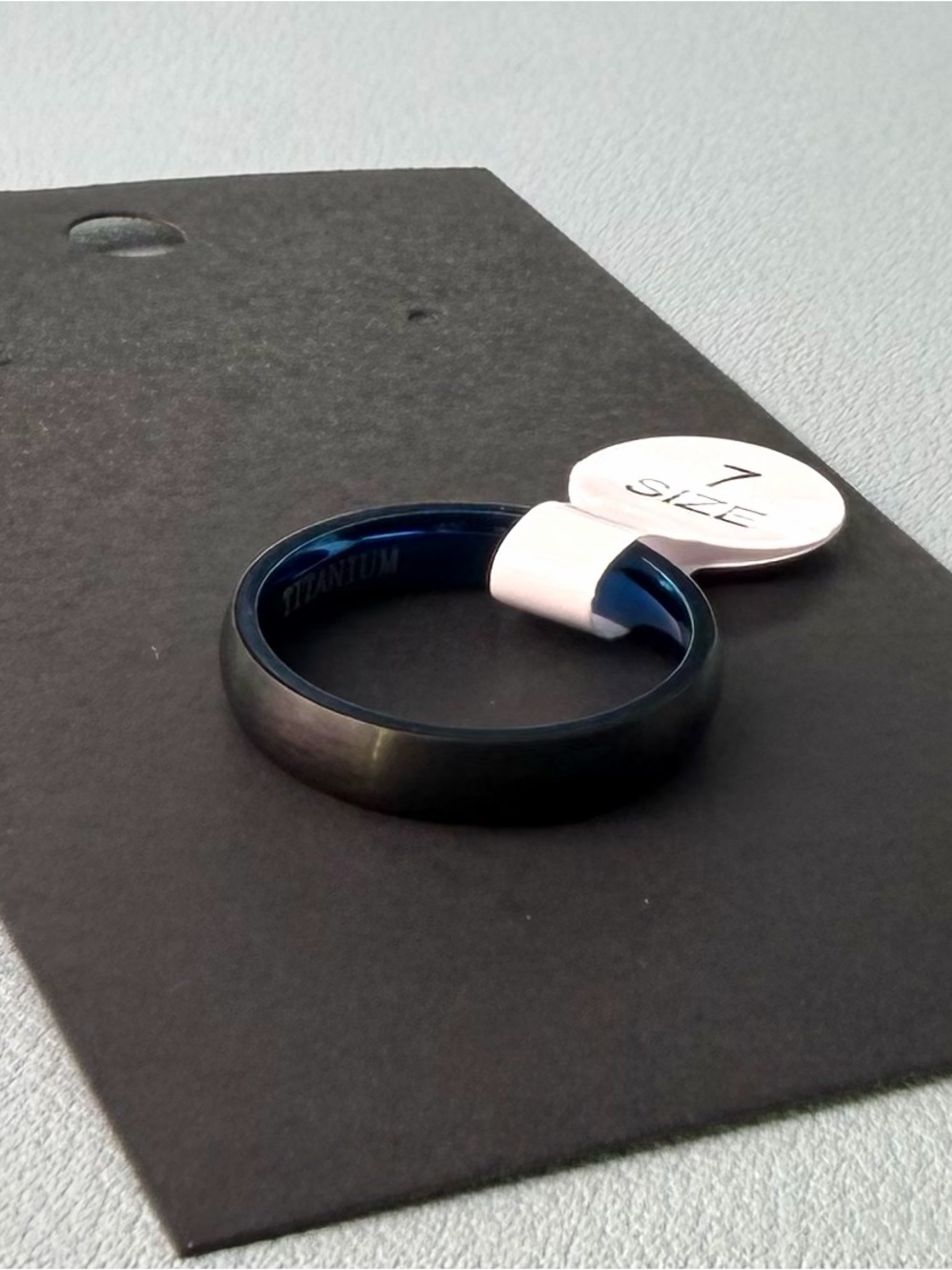 Men's Blue Titanium Ring - Size 7